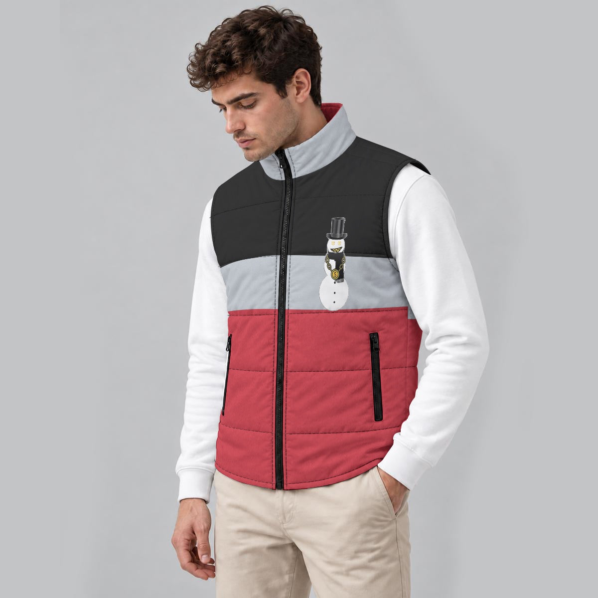 Black Ice Snowman Zip Padded Vest