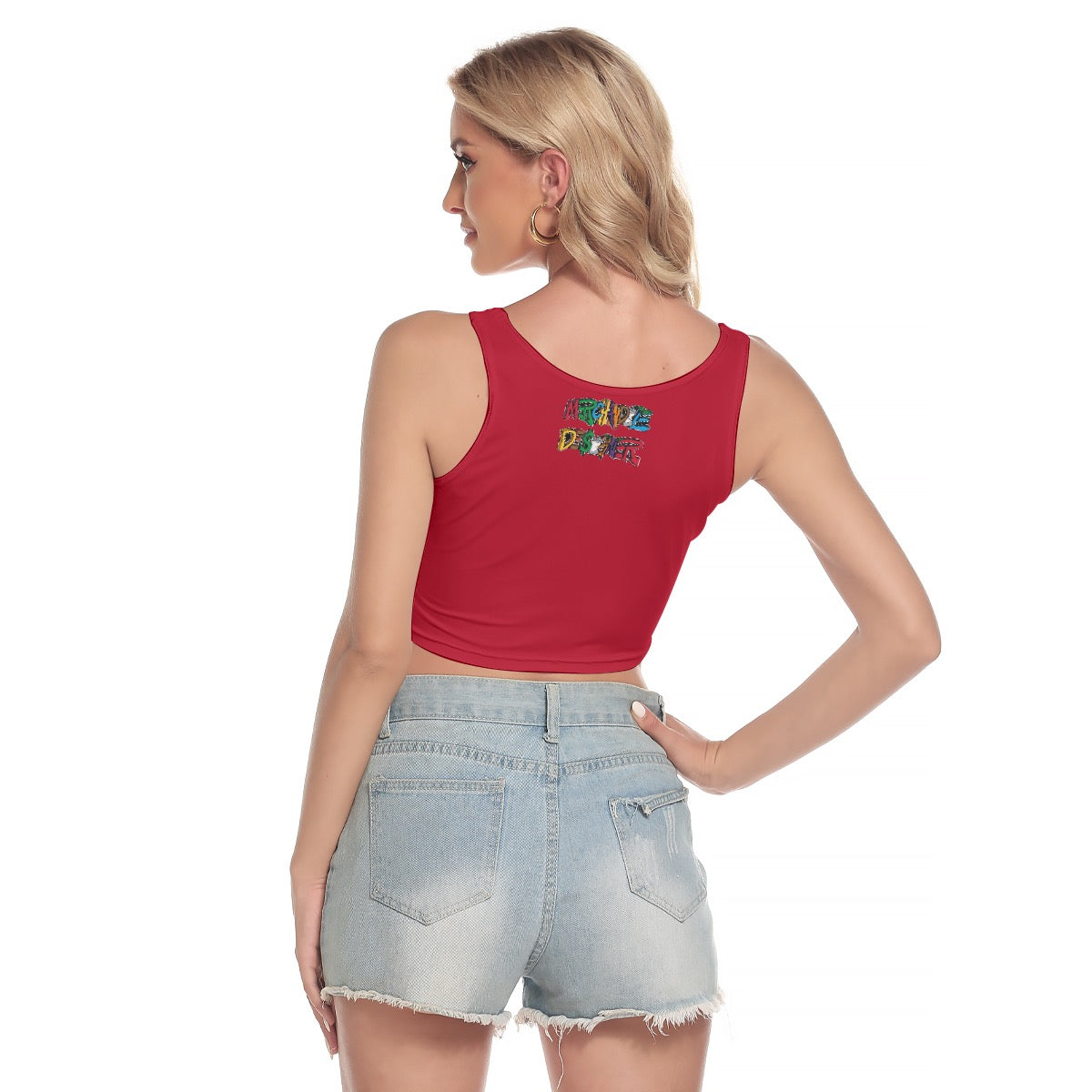 Cash Kitty Sport Crop Tank Top-Red