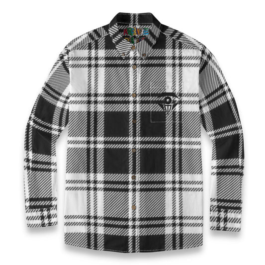 White Black Plaid Designer Sleeve Shirt