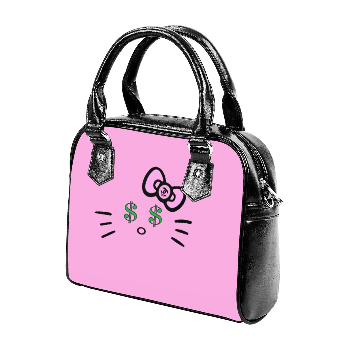 Pink Cash Kitty Designer Handbag With Single Shoulder Strap