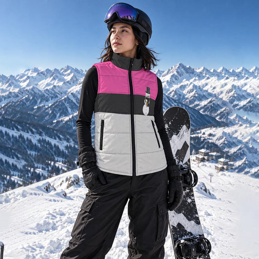 Pink Ice Snowman Zip Padded Vest