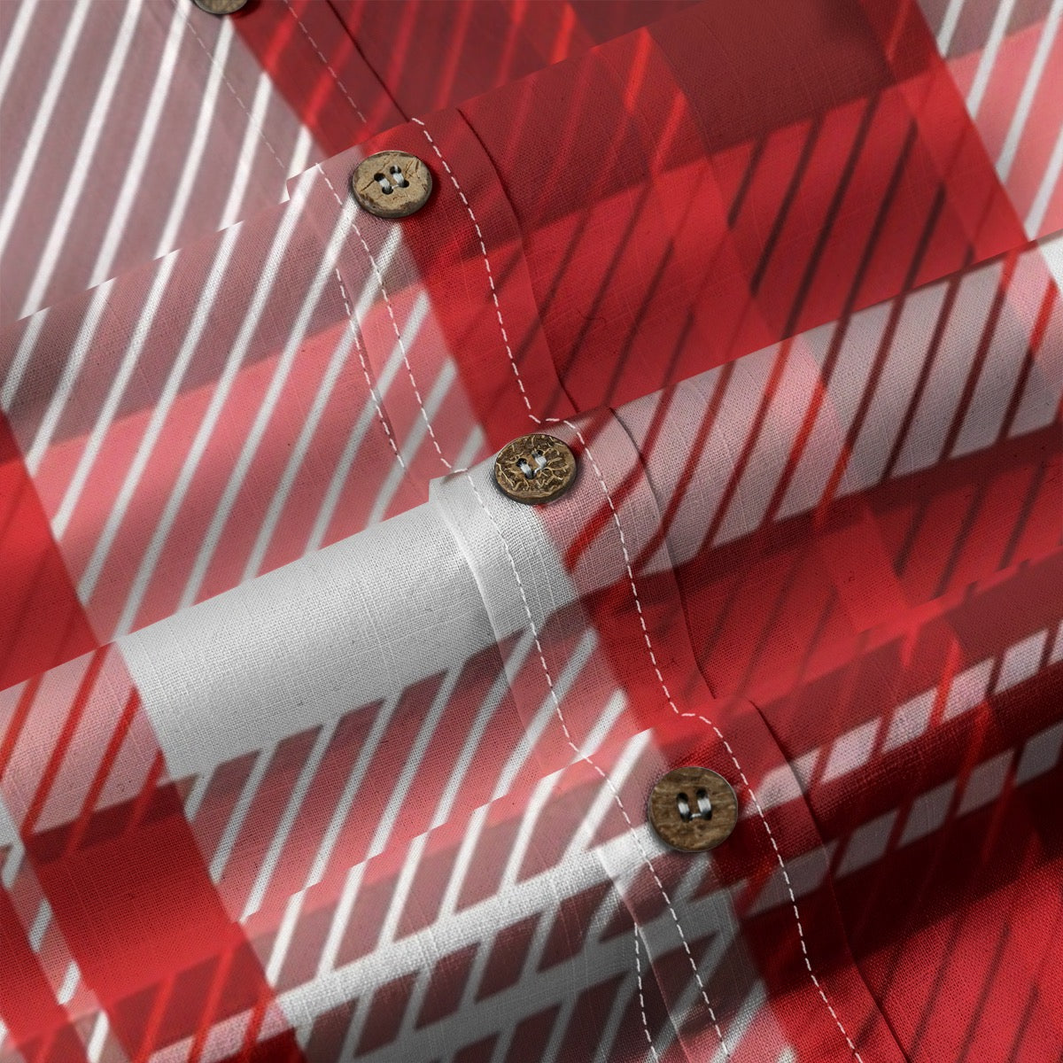 Red White Plaid Designer Sleeve Shirt