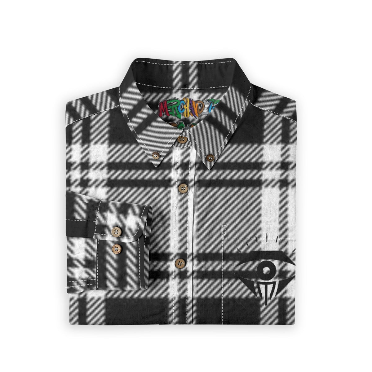 White Black Plaid Designer Sleeve Shirt