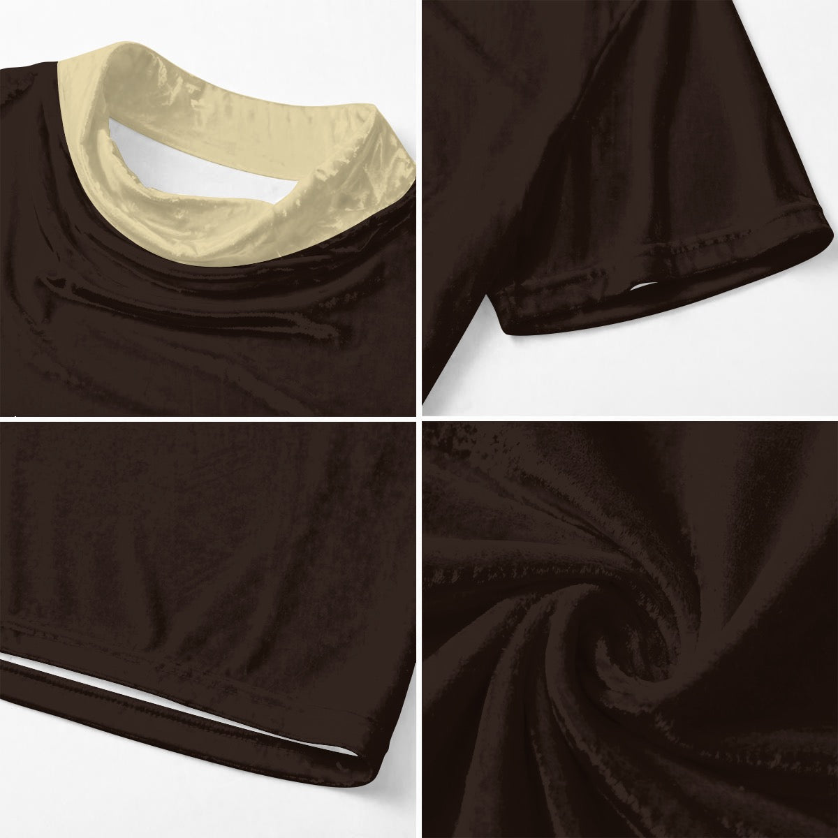 Champagne Designer Draped Neck Shirt