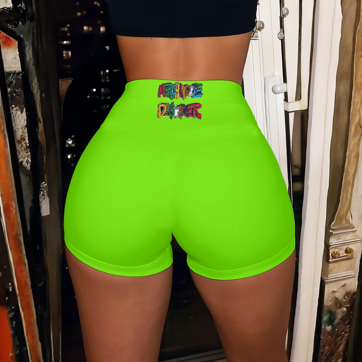 Cash Kitty Booty Shorts- Slime Green