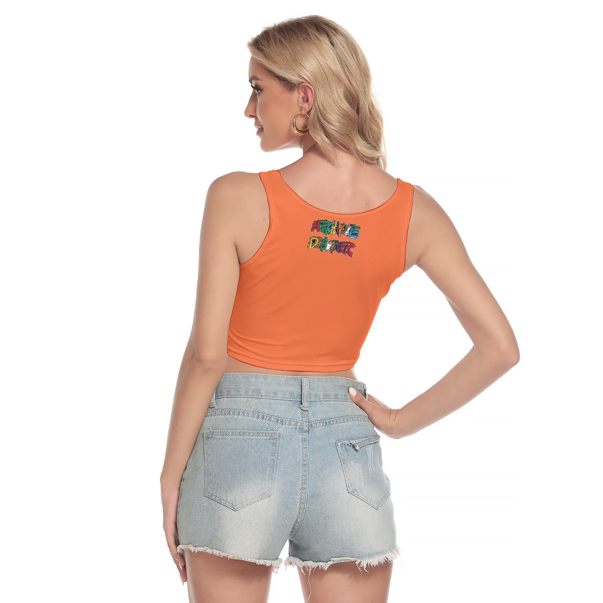 Cash Kitty Sport Crop Tank Top-Tropical Orange