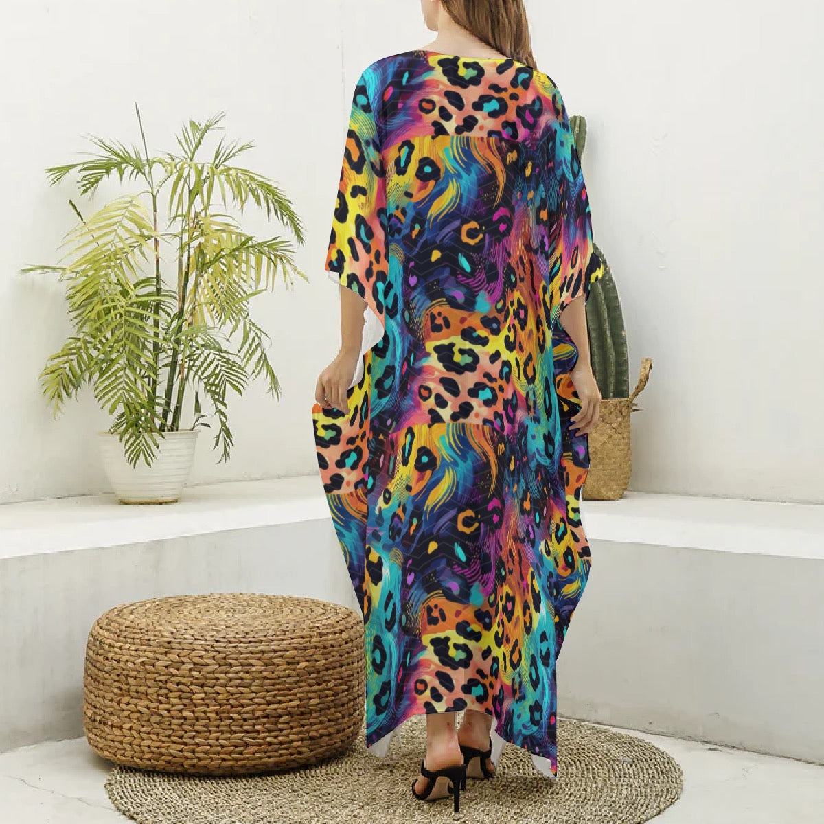 Cash Kitty Silk V-neck mumu-Rainbow