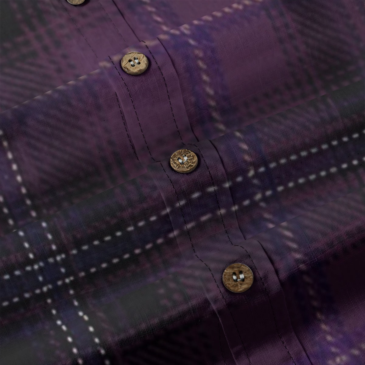 Purple Black Gray Plaid Designer Long Sleeve Shirt