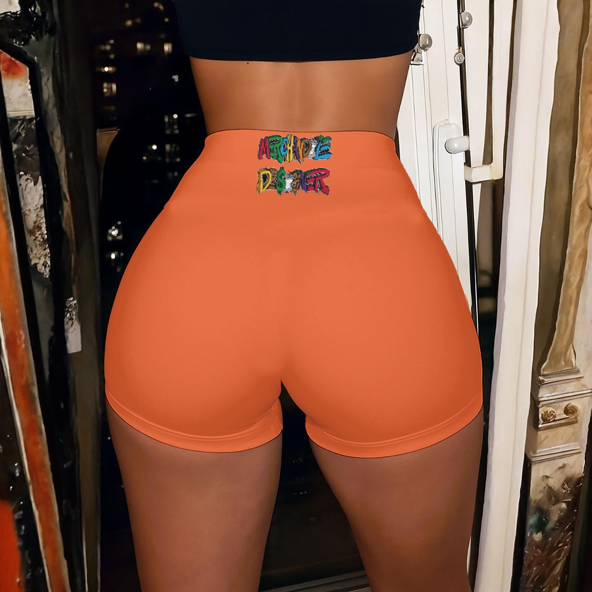 Cash Kitty Booty Shorts-Tropical Orange