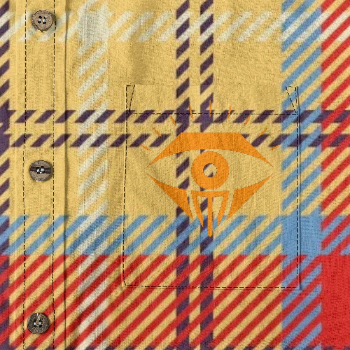 Orange Plaid Designer Long Sleeve Shirt