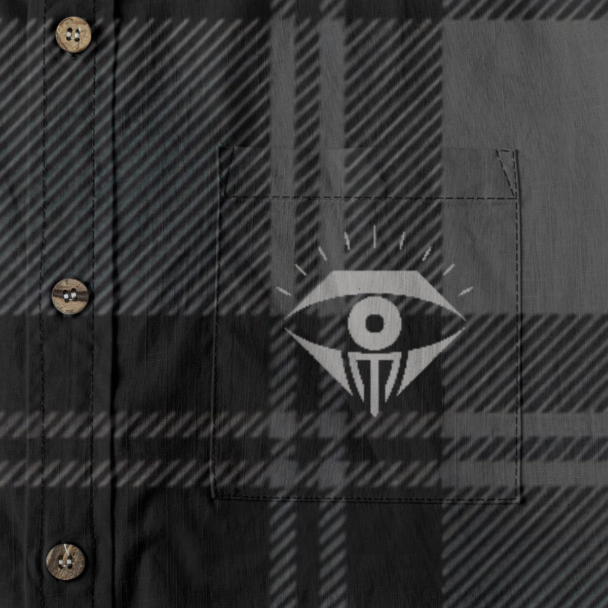 Black Gray Plaid Designer Long Sleeve Shirt