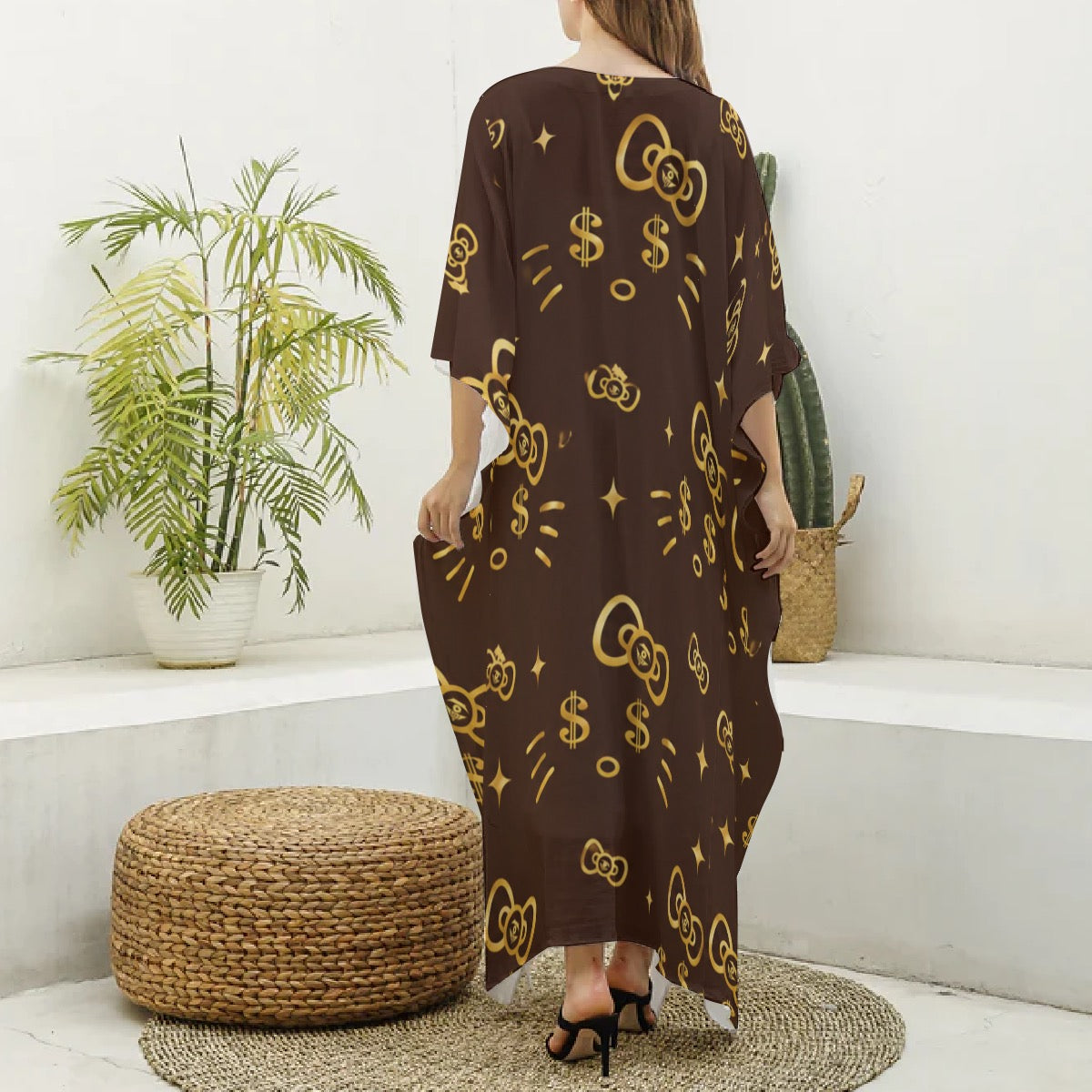 Cash Kitty Silk V-neck mumu-Monogram