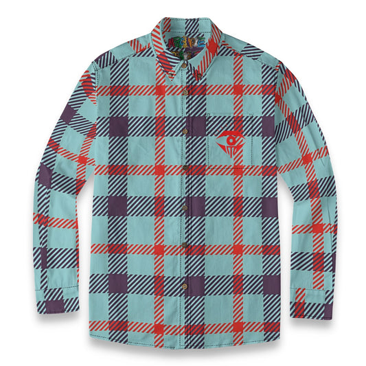 Taurquise Plaid Designer Long Sleeve Shirt