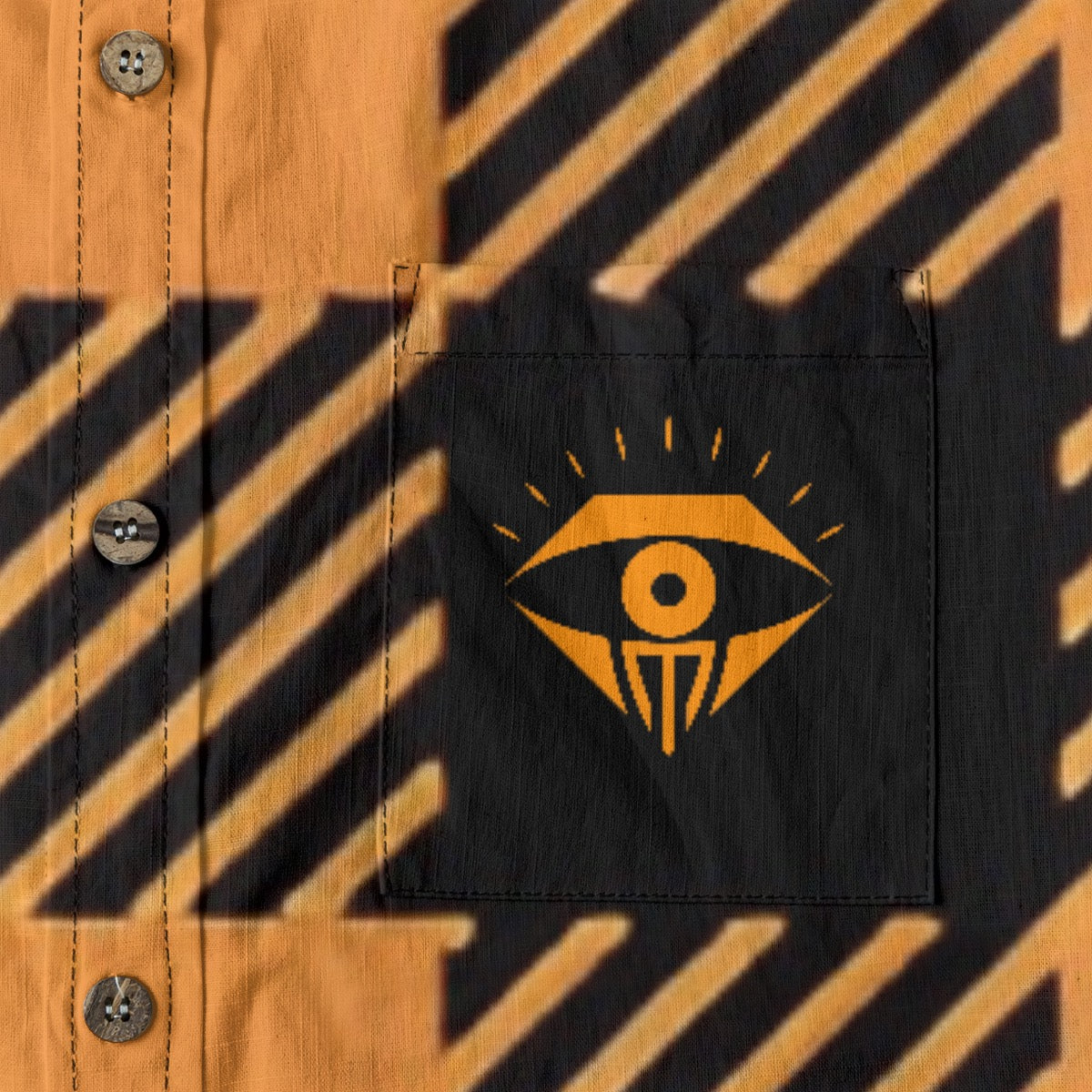 Orange Black Plaid Designer Long Sleeve Shirt