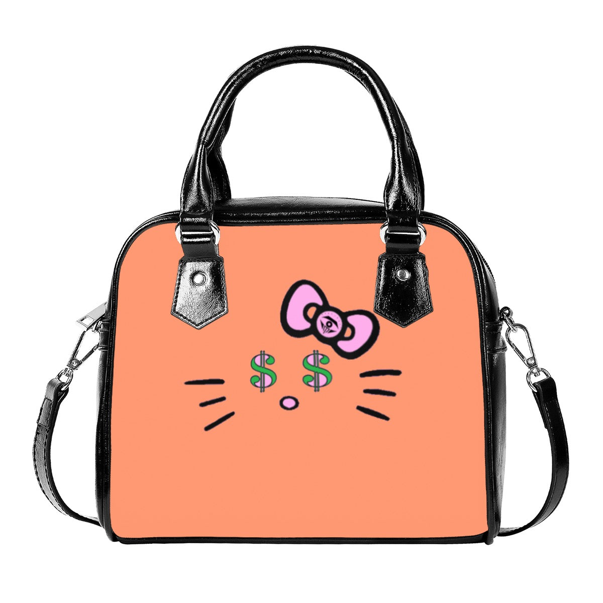 Orange Cash Kitty Designer Handbag With Single Shoulder Strap