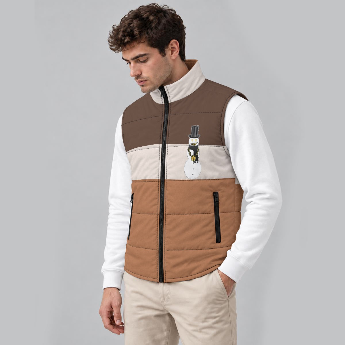 Cocoa Frost Snowman Zip Padded Vest