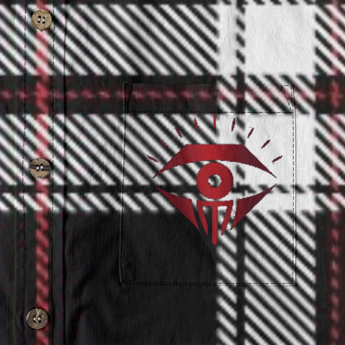 Black Red White Plaid Designer Long Sleeve Shirt