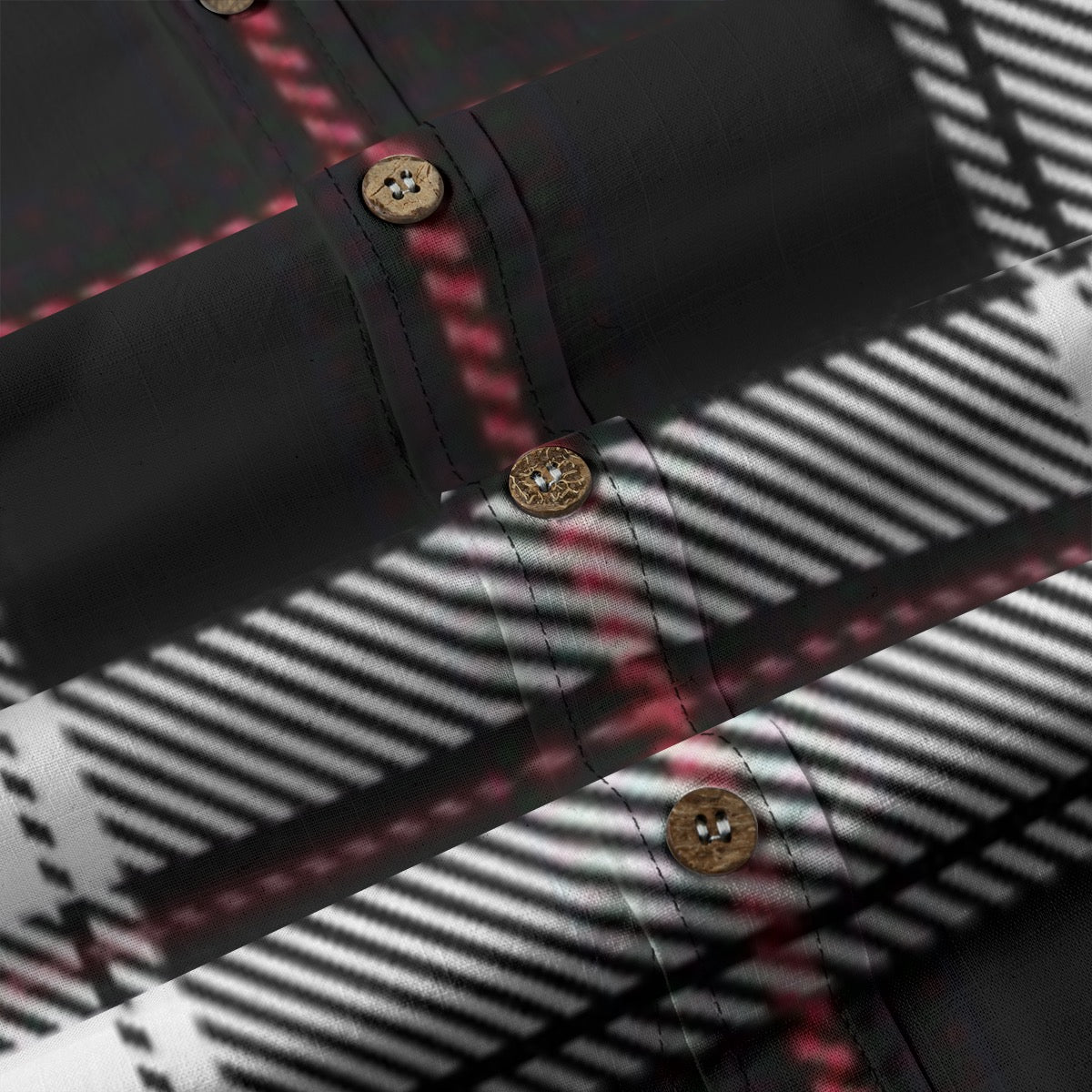 Black Red White Plaid Designer Long Sleeve Shirt