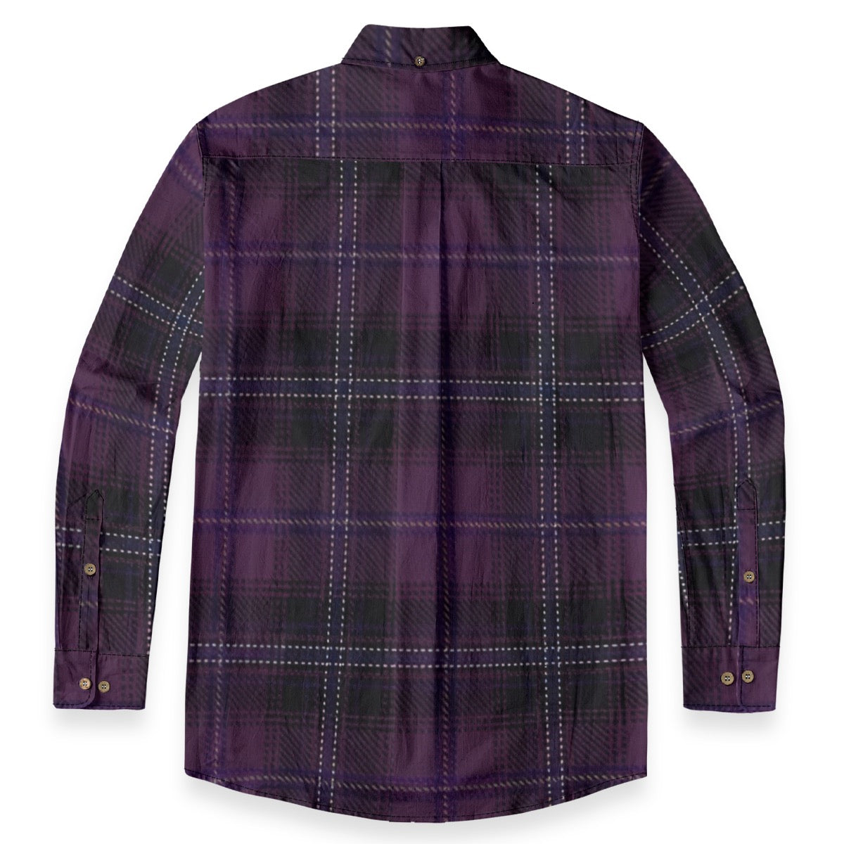 Purple Black Gray Plaid Designer Long Sleeve Shirt