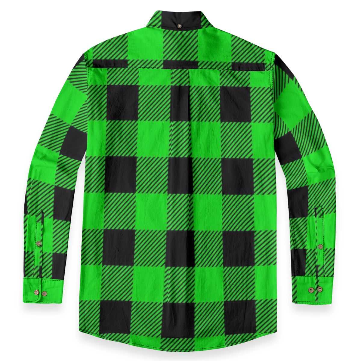 Slime Green Black Plaid Designer Long Sleeve Shirt