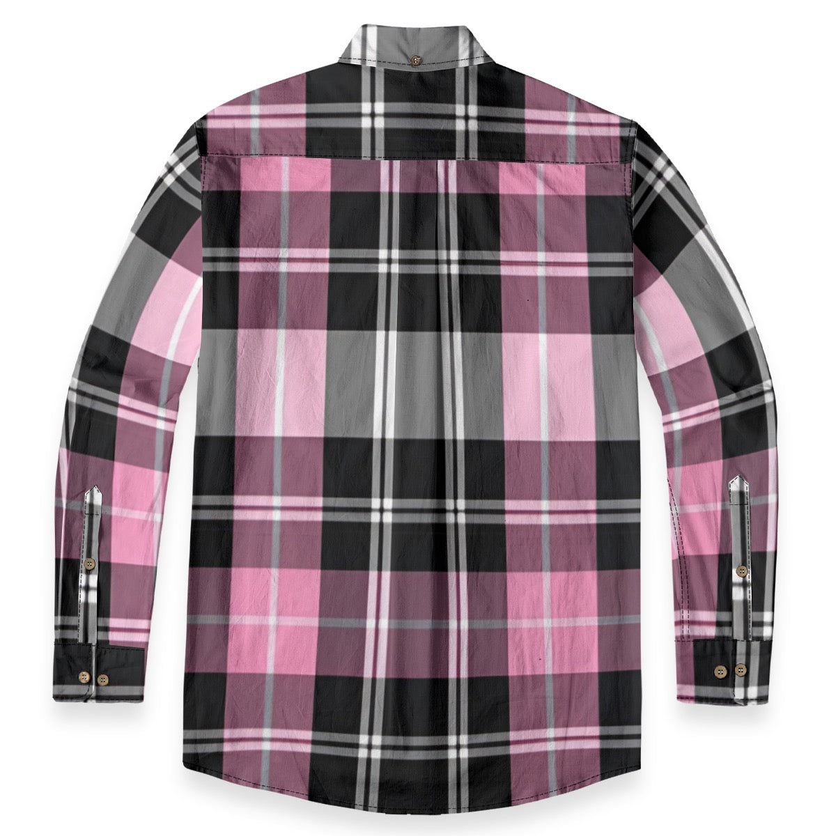 Pink Black Plaid Designer Sleeve Shirt