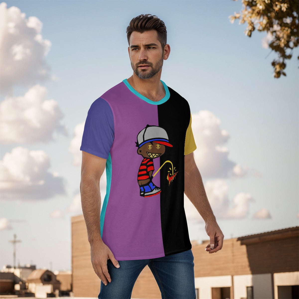 Purp/Black/yello/blu collar outlaw shirt