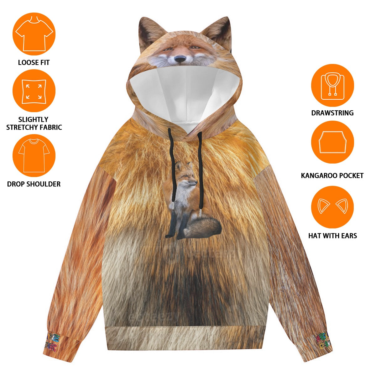Red Fox Hoodie Wit Ears