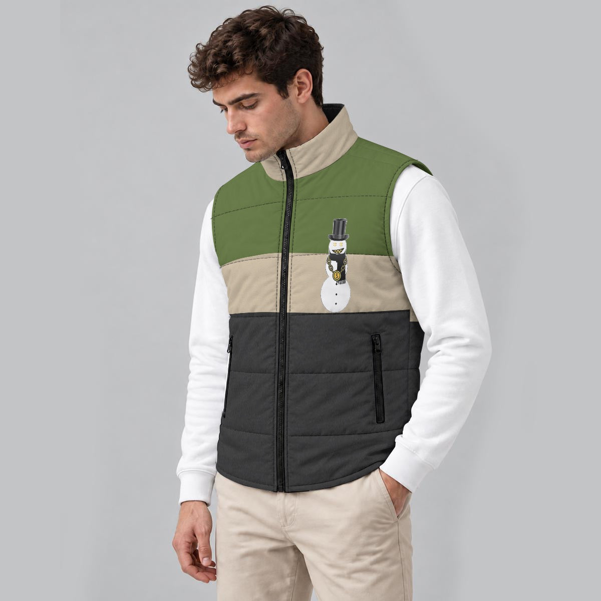 Winter Camo Snowman Zip Padded Vest