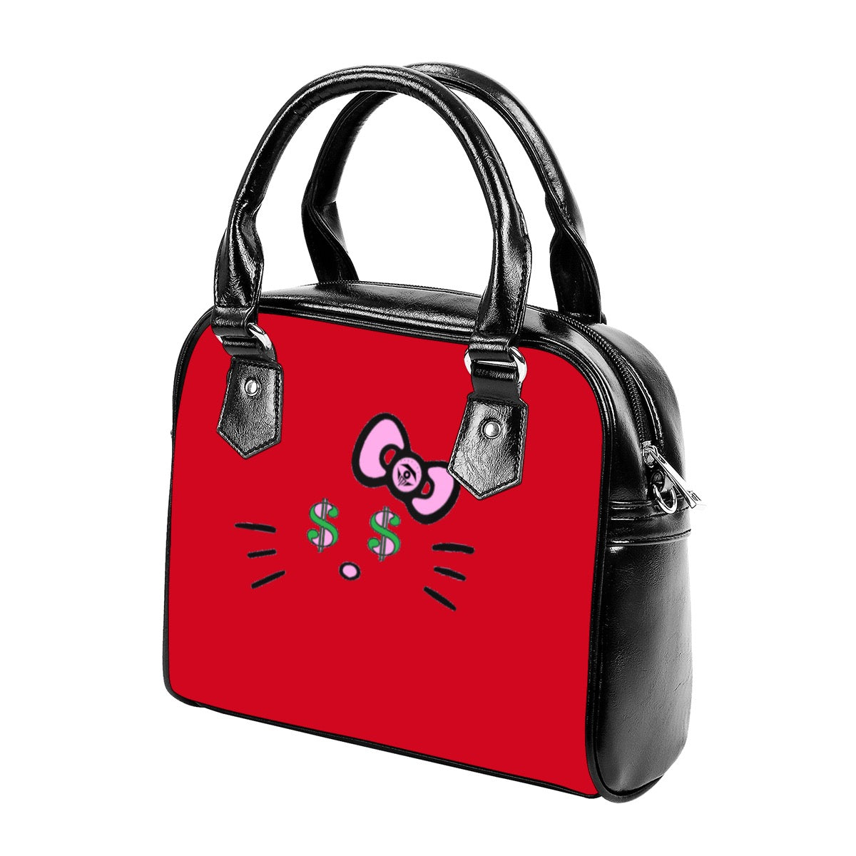 Red Cash Kitty Designer Handbag With Single Shoulder Strap