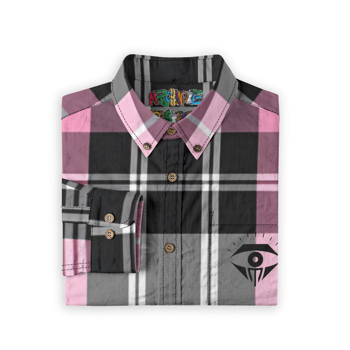 Pink Black Plaid Designer Sleeve Shirt
