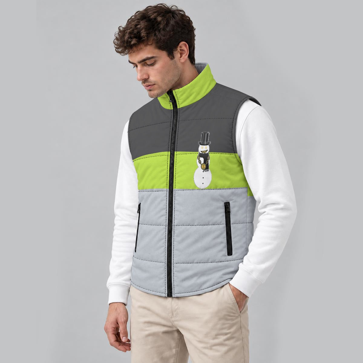 lime Snowman Zip Padded Vest
