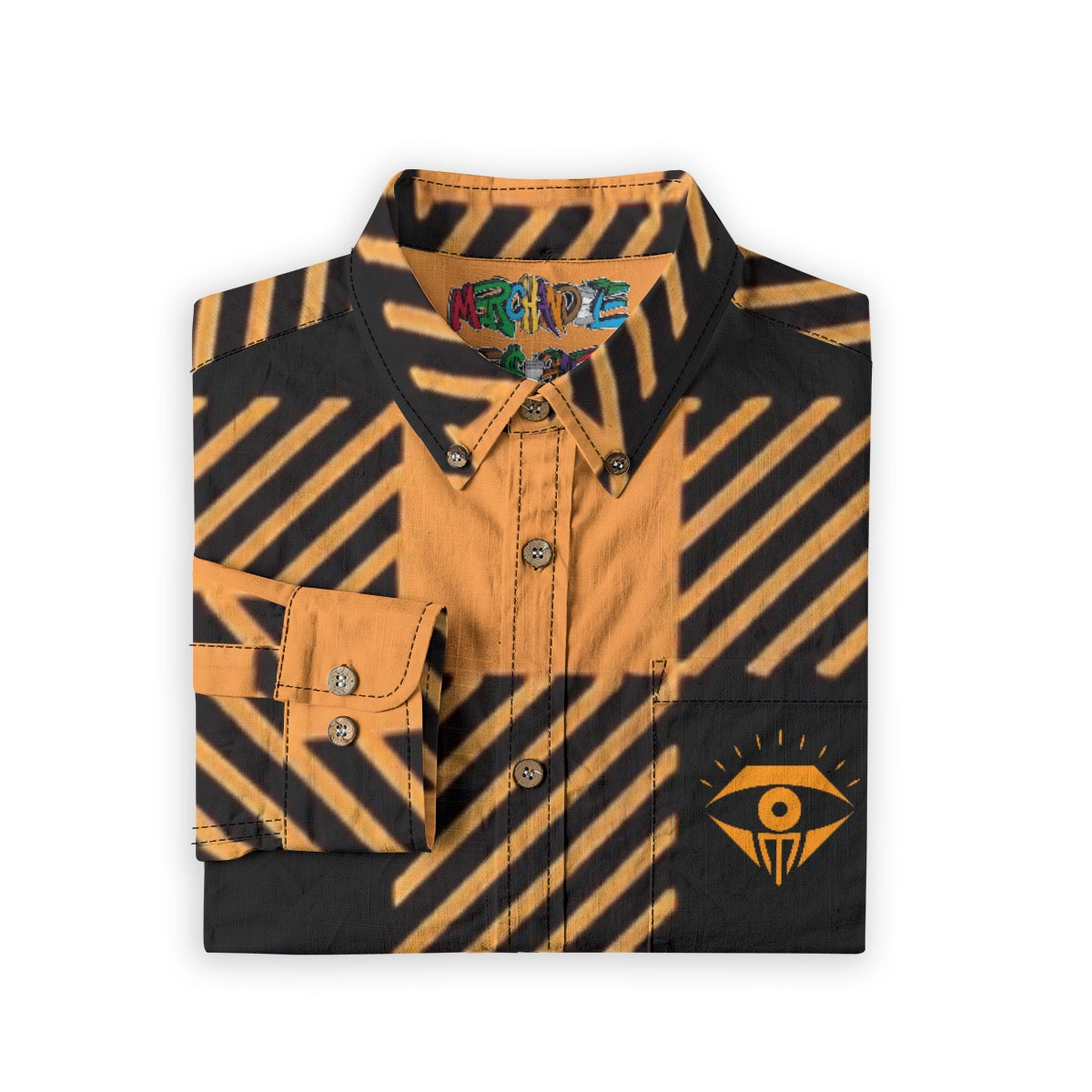 Orange Black Plaid Designer Long Sleeve Shirt