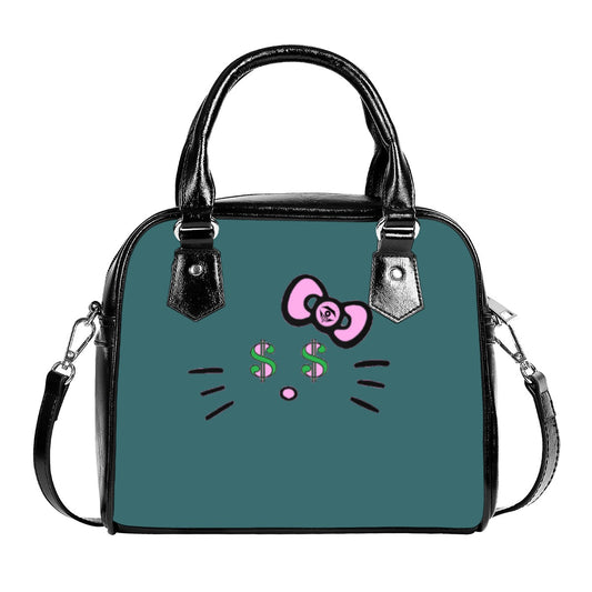 Dark Green Cash Kitty Designer Handbag With Single Shoulder Strap