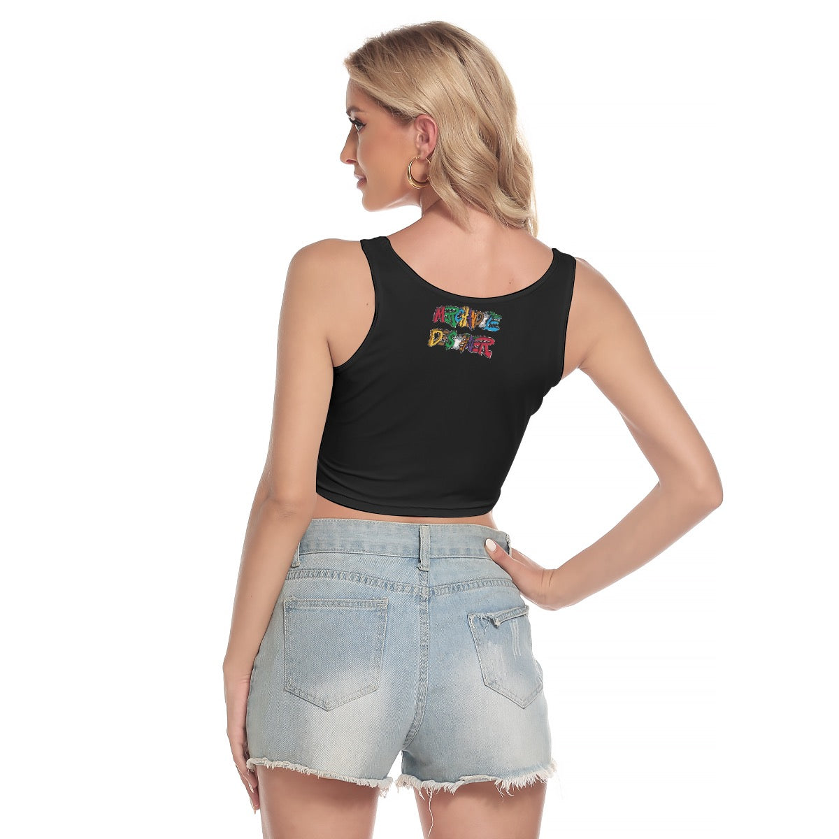 Cash Kitty Sport Crop Tank Top-Black
