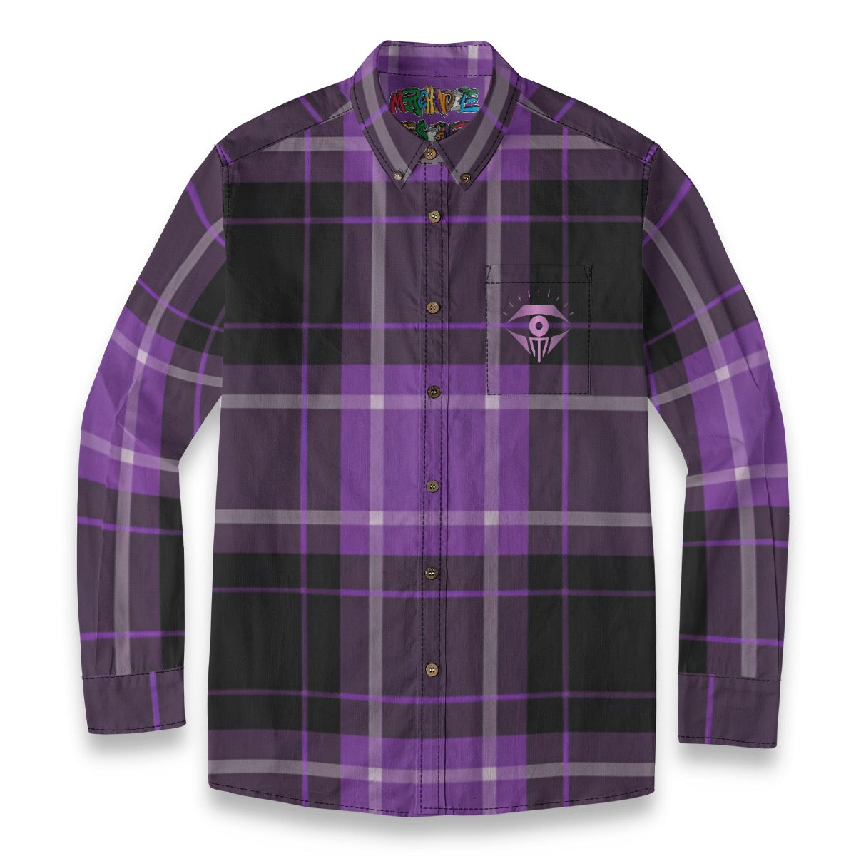 Purp Black Plaid Designer Sleeve Shirt
