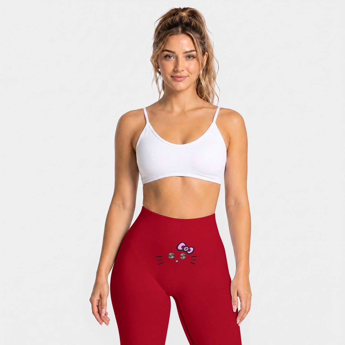 Red High Waisted Butt-Lifting Leggings