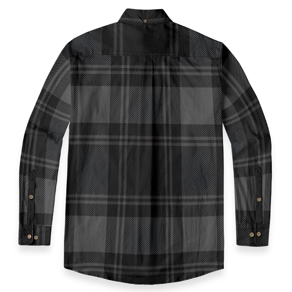 Black Gray Plaid Designer Long Sleeve Shirt