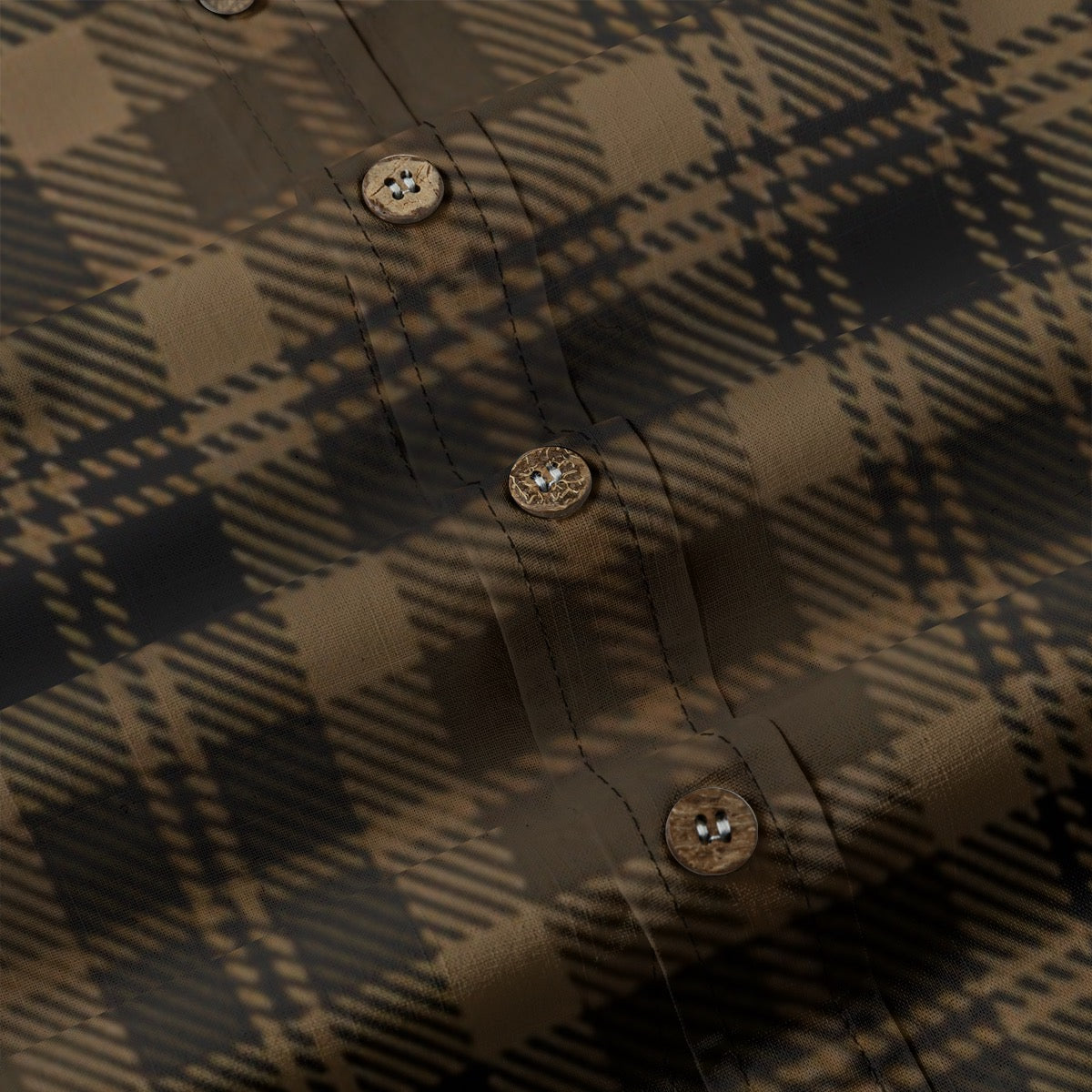 Brown Plaid Designer Sleeve Shirt