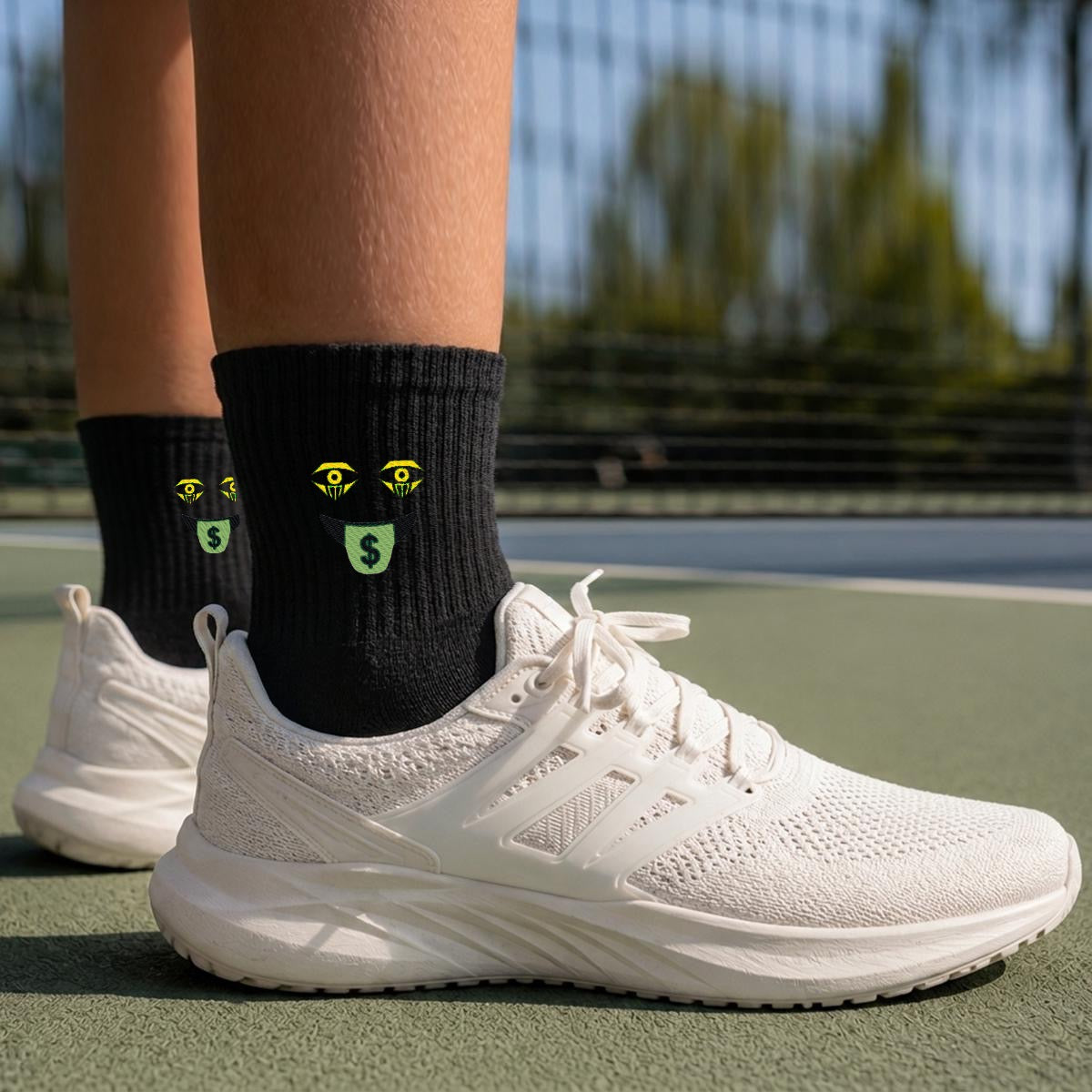 embroidery Money Moves Mid-Calf Socks|Cotton