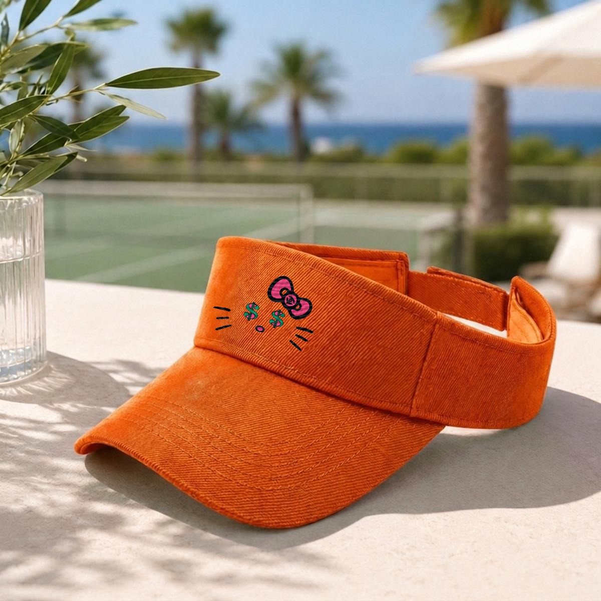 Embroidery Cash Kitty Designer-Top Visor