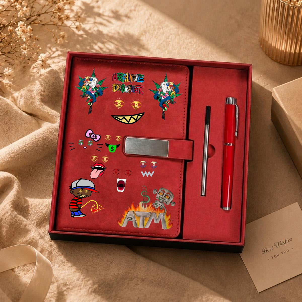 Merchandize Designer Blueprint Notebook with Metal Pen