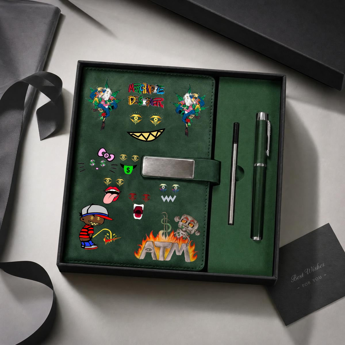 Merchandize Designer Blueprint Notebook with Metal Pen