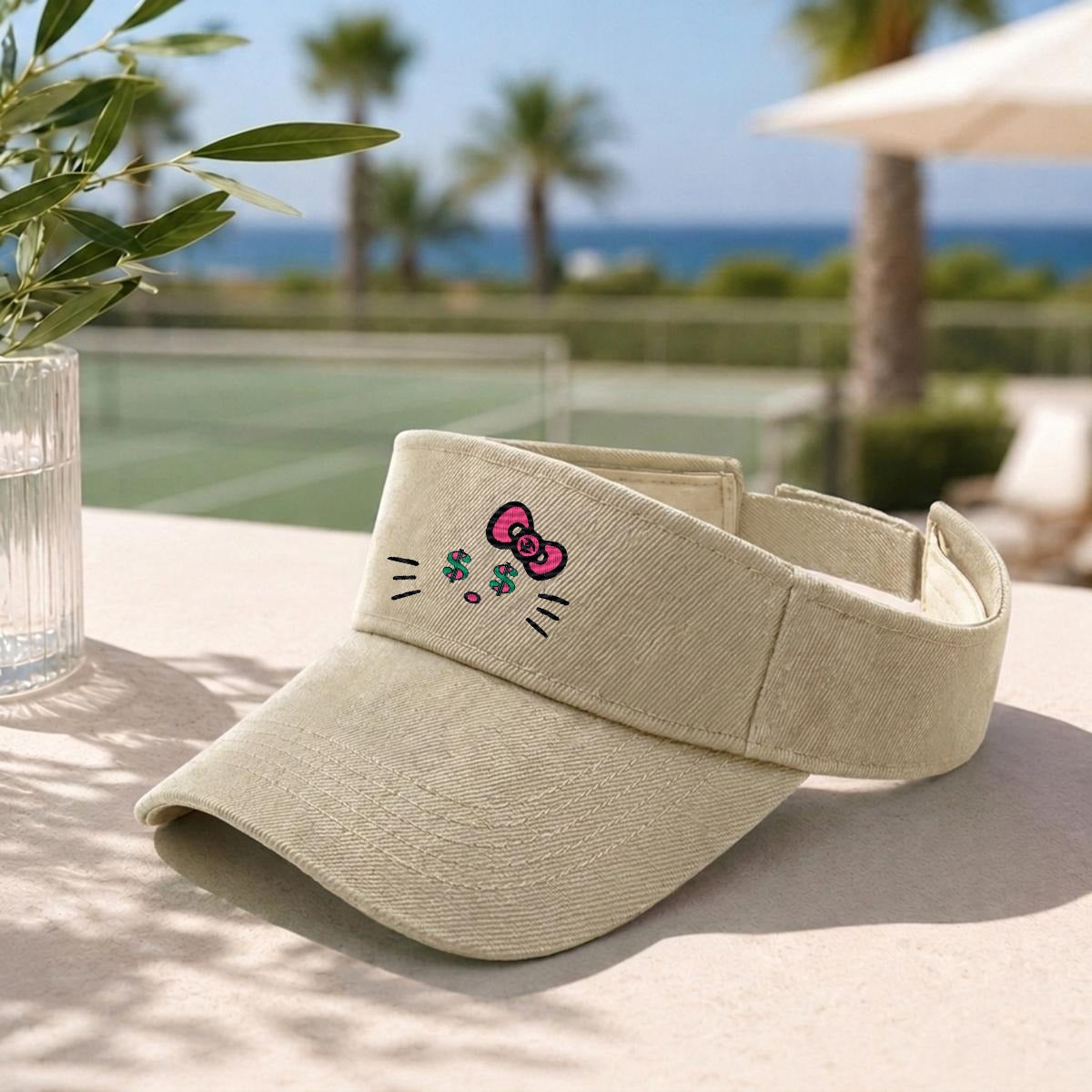 Embroidery Cash Kitty Designer-Top Visor