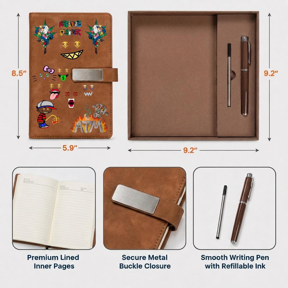 Merchandize Designer Blueprint Notebook with Metal Pen