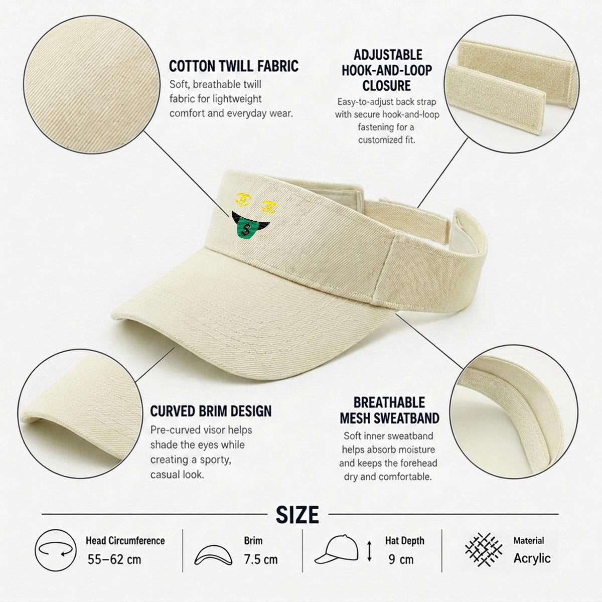 Embroidery Money Moves Designer Open-Top Visor