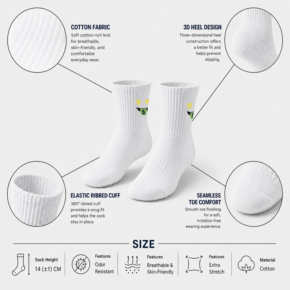 embroidery Money Moves Mid-Calf Socks|Cotton