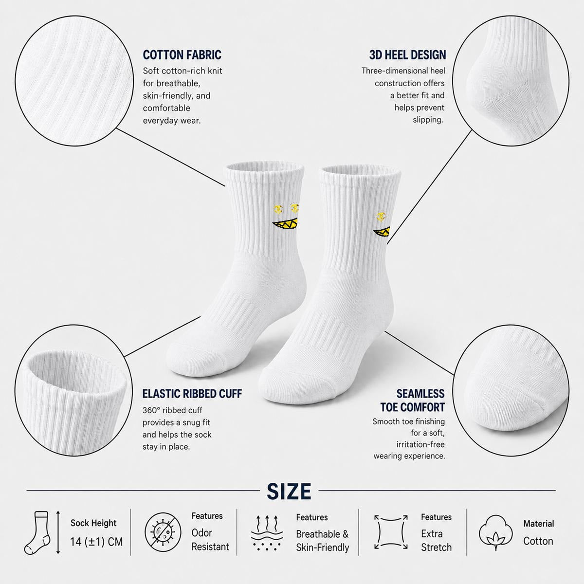 Embroidery Designer Merch Mid-Calf Socks|Cotton