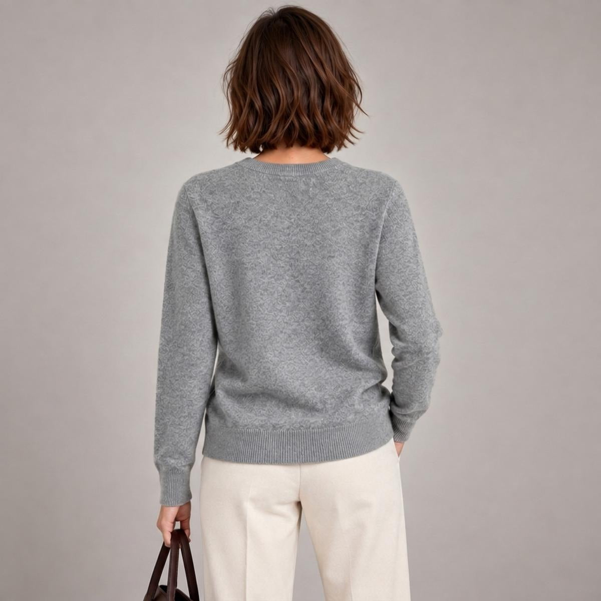 Merchandize Designer Soft Wool-Blend Crewneck Knit Sweater|Embroidery