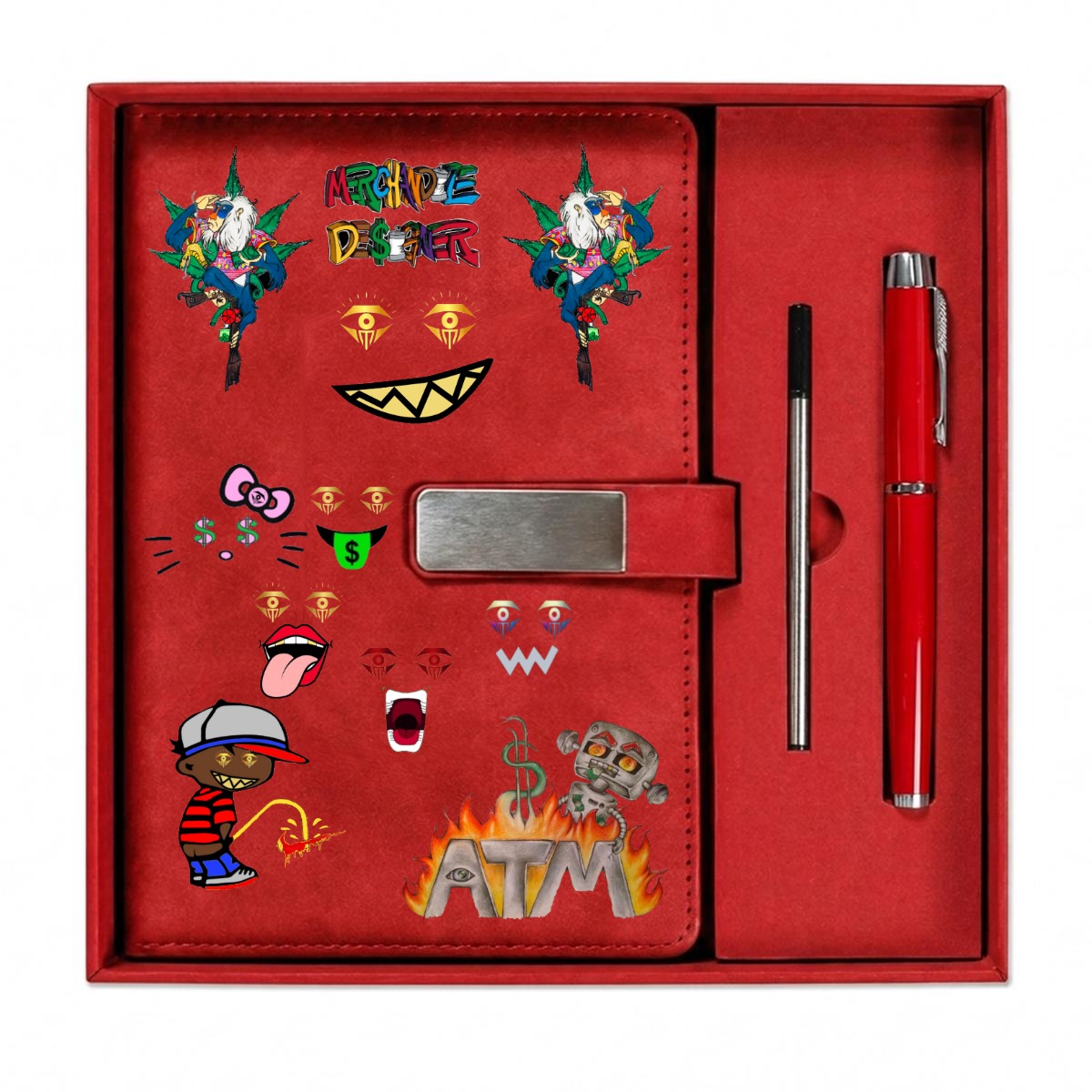 Merchandize Designer Blueprint Notebook with Metal Pen