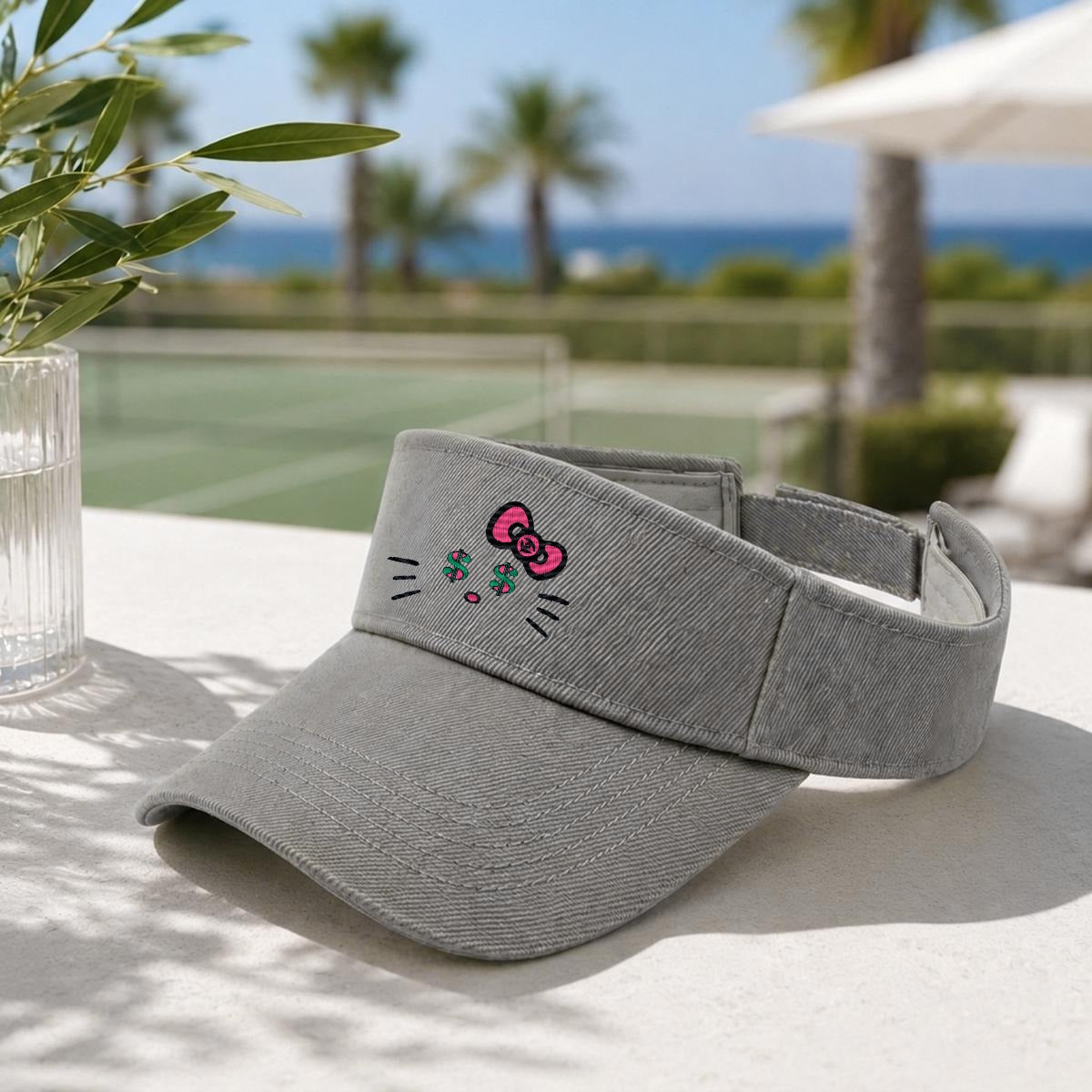 Embroidery Cash Kitty Designer-Top Visor